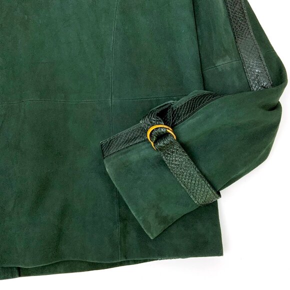 New Worth Genuine Suede Leather Dark Green Jacket Size 14 - Picture 16 of 16